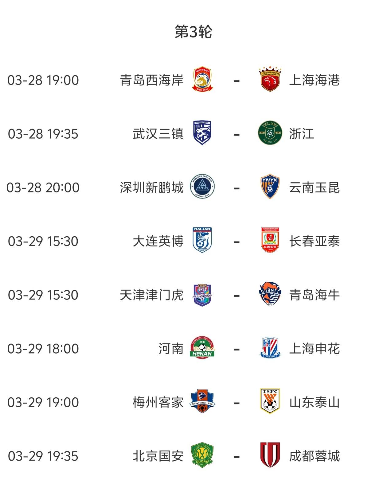 中超第3轮今晚打响赛事全预测3场焦新葡萄娱乐入口点大战值得关注